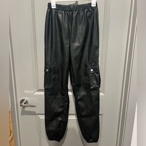Pretty Little Thing Women’s Black Leather Joggers